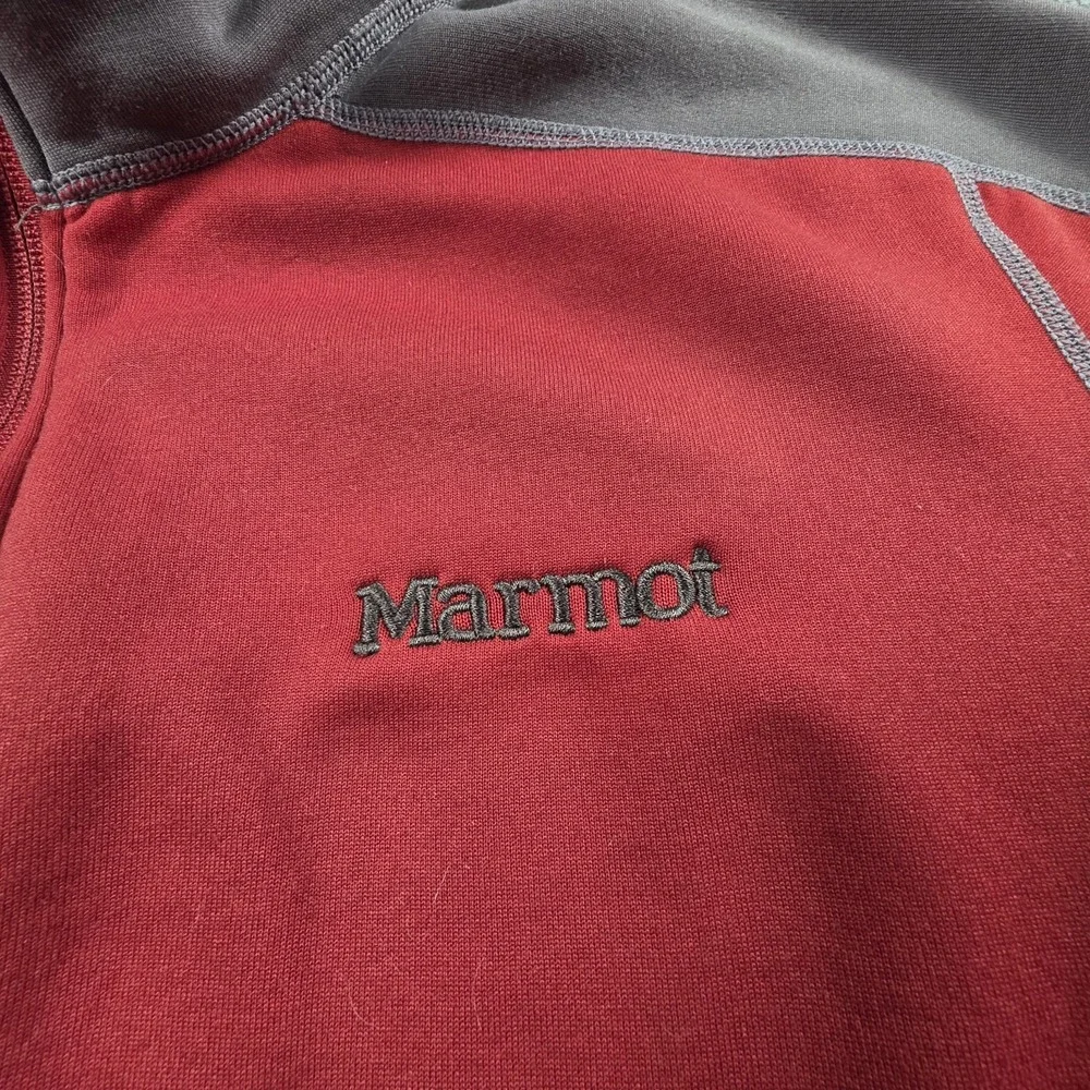 Marmot Mens M Red Full Zip‎ Fleece Jacket Lightweight Outdoor Layering Polartec